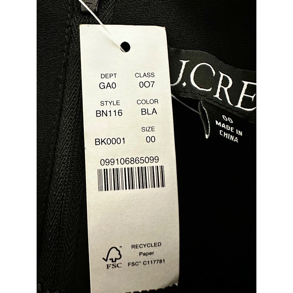 J Crew Strapless BLACK Drapey Crepe Bustier Top Blouse‎ Size 00 - Picture 7 of 11